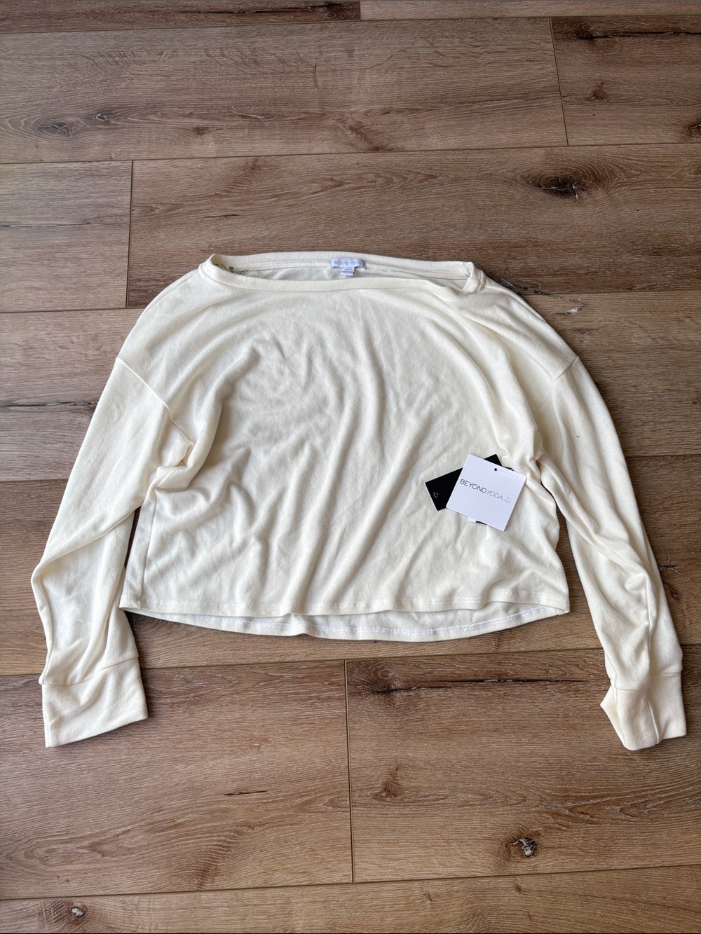 Beyond Yoga Ivory Long-Sleeve Boatneck Top